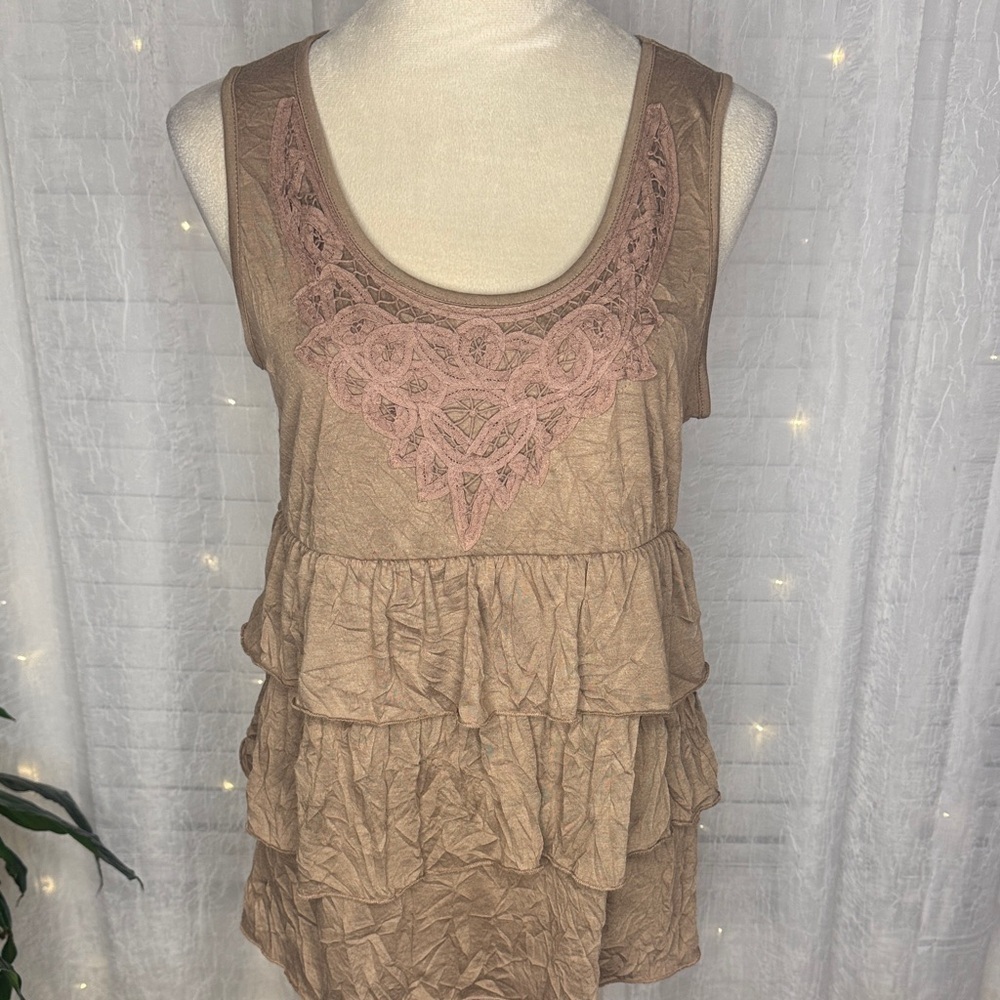 French Laundry Tan Layered Tank Top